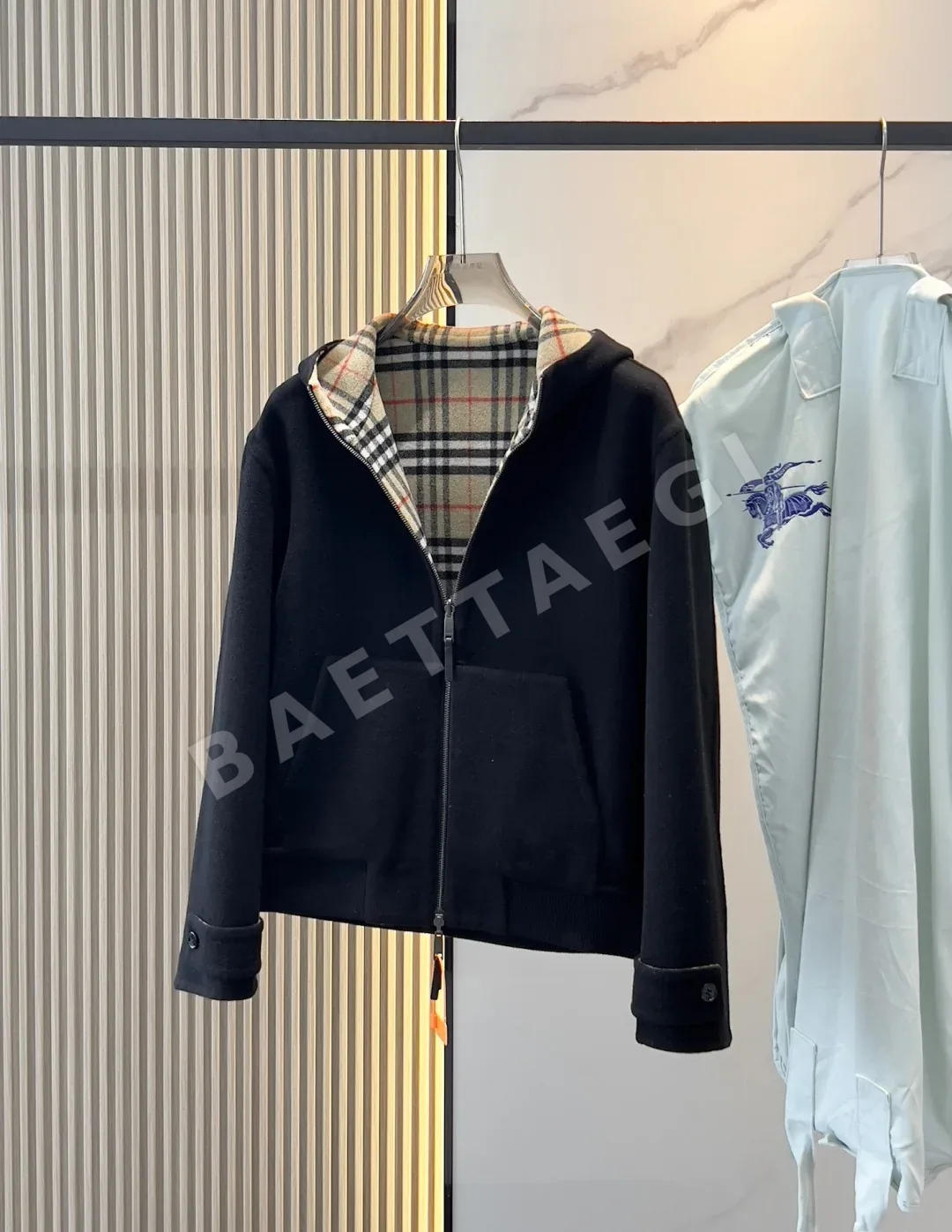 버버리 더블페이스 울 후드 리버시블 남성 자켓 208691