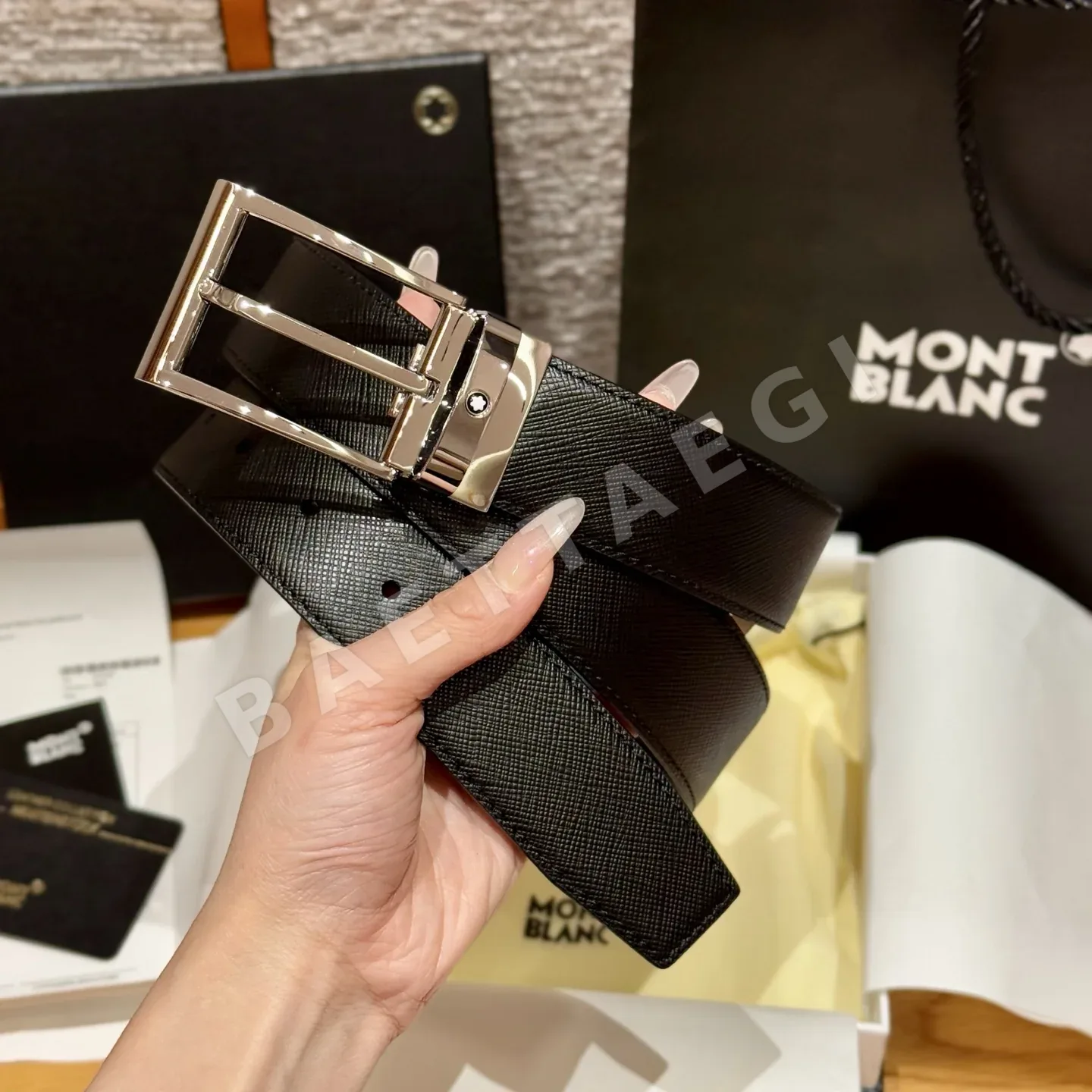 몽블랑 남성 가죽 벨트 상세 이미지 2