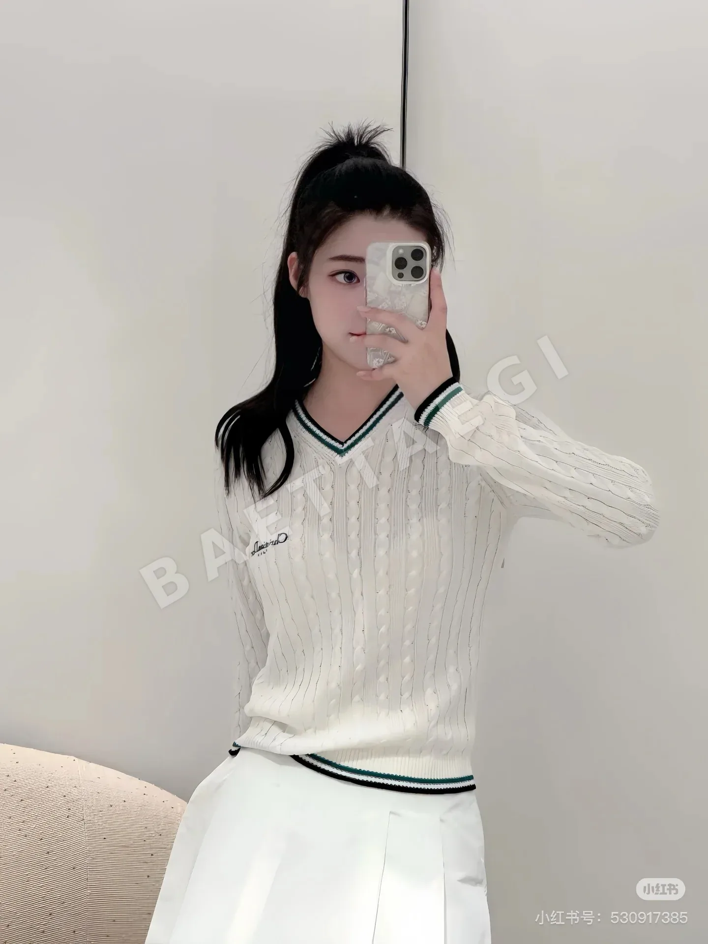 디올 케이블 니트 V넥 베스트 여성 니트 상세 이미지 2