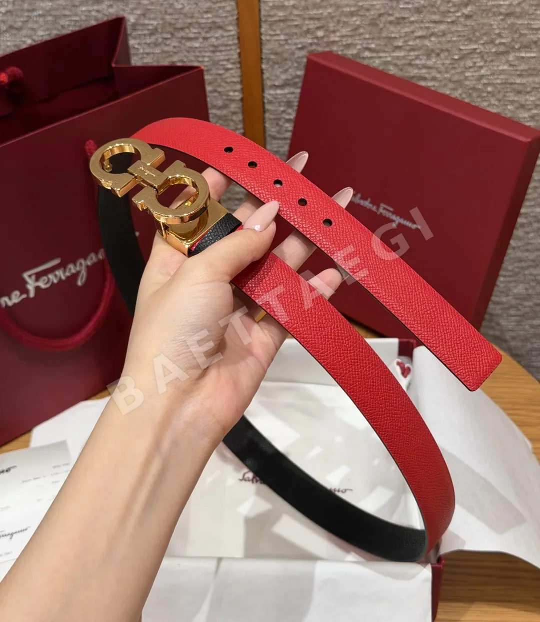 페레가모 JD280 필라 25mm 간치니 여성 가죽 벨트 상세 이미지 5