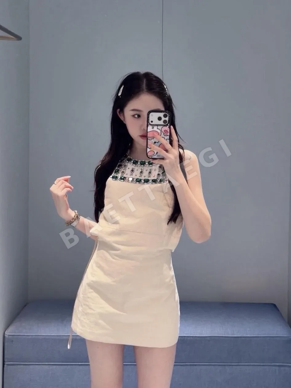 미우미우 A라인 폴로 카라 민소매 원피스 상세 이미지 6