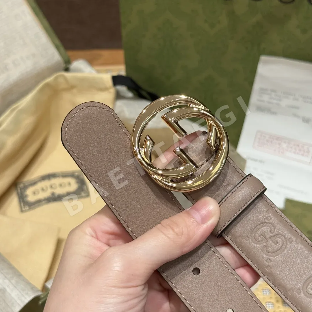구찌 인터로킹 더블 G 버클 송아지가죽 벨트 상세 이미지 5