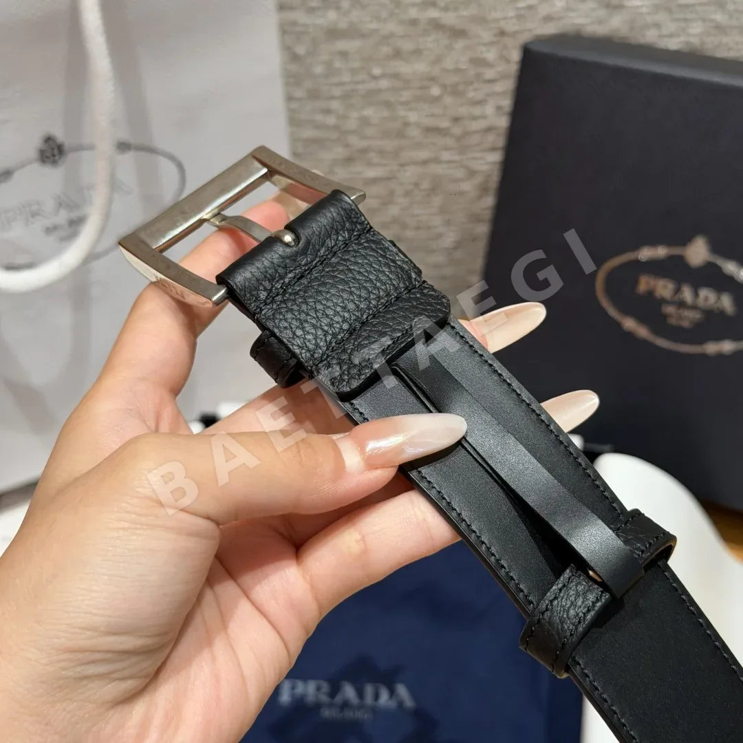 프라다 Pujia 가죽 벨트 33mm 상세 이미지 4