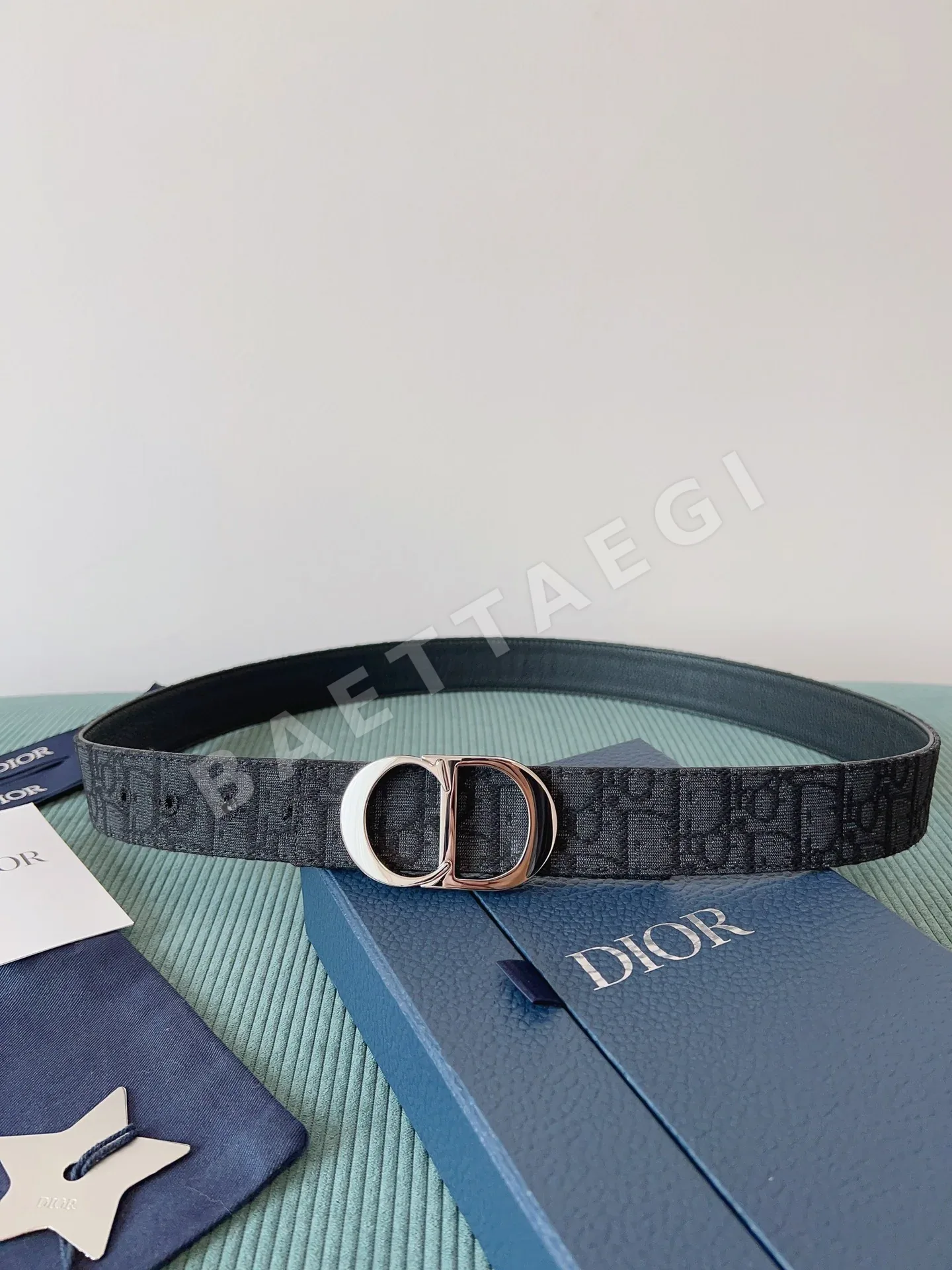 디올 오블리크 캔버스 송아지가죽 벨트 59854
