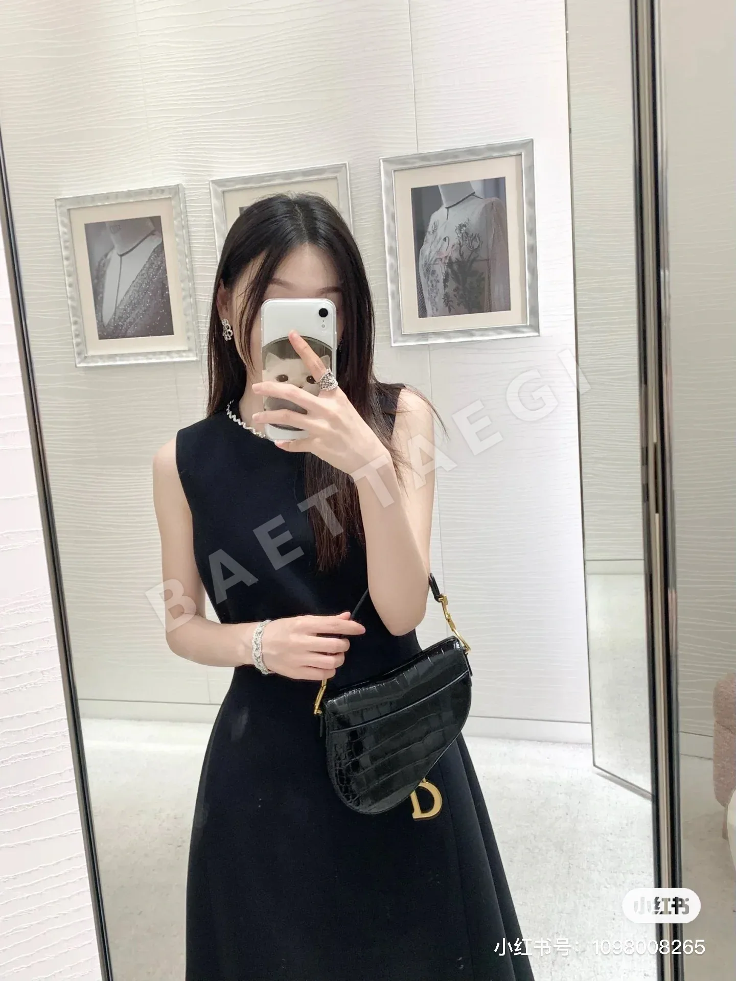 디올 민소매 드레이프 원피스 상세 이미지 4