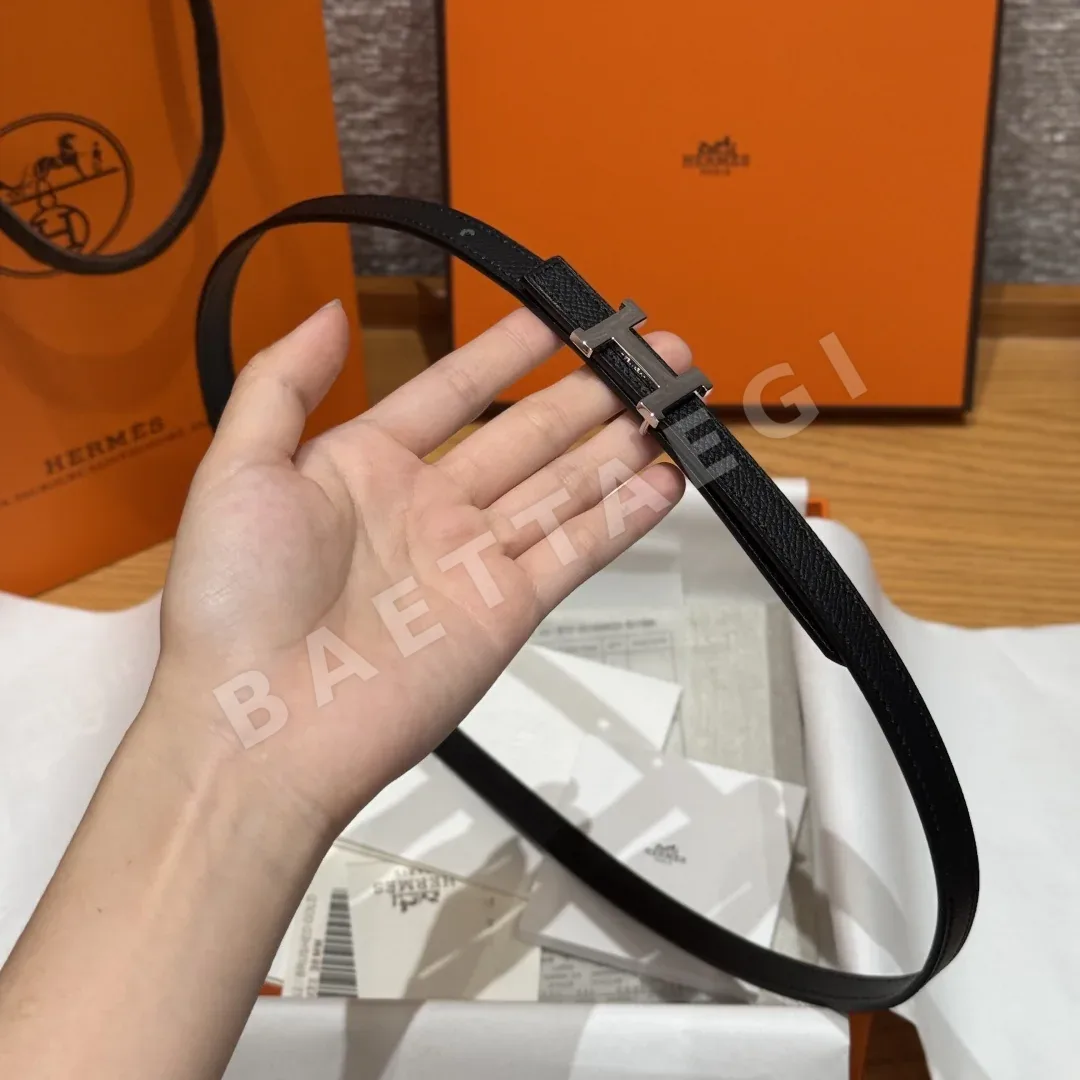 에르메스 미니 H 버클 양면 가죽 벨트 상세 이미지 4