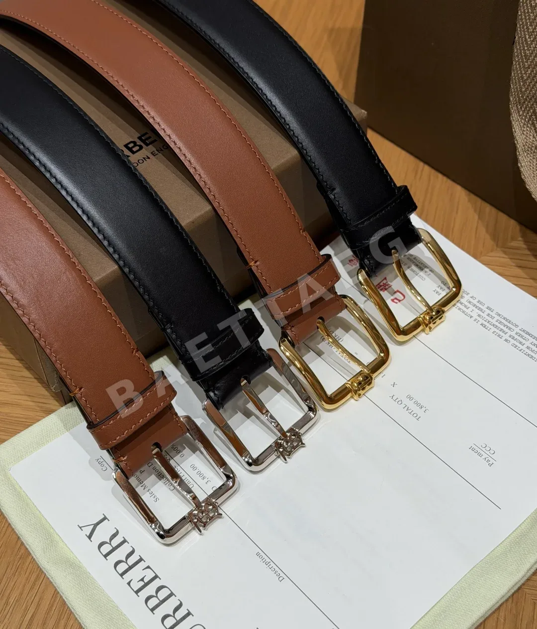 버버리 스무스 카프스킨 핀 버클 벨트 상세 이미지 4