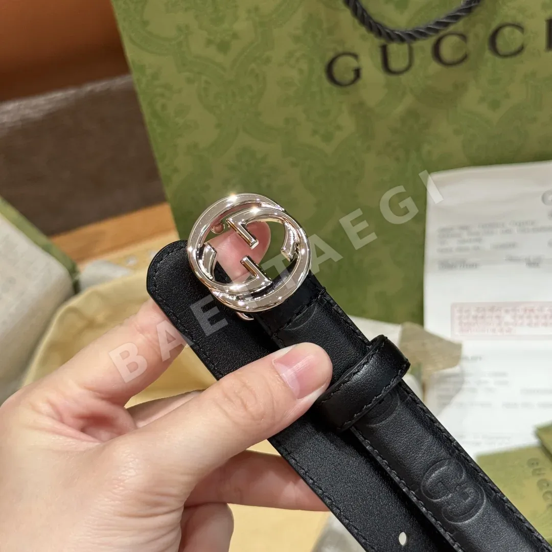구찌 인터로킹 더블 G 버클 송아지가죽 벨트 상세 이미지 4