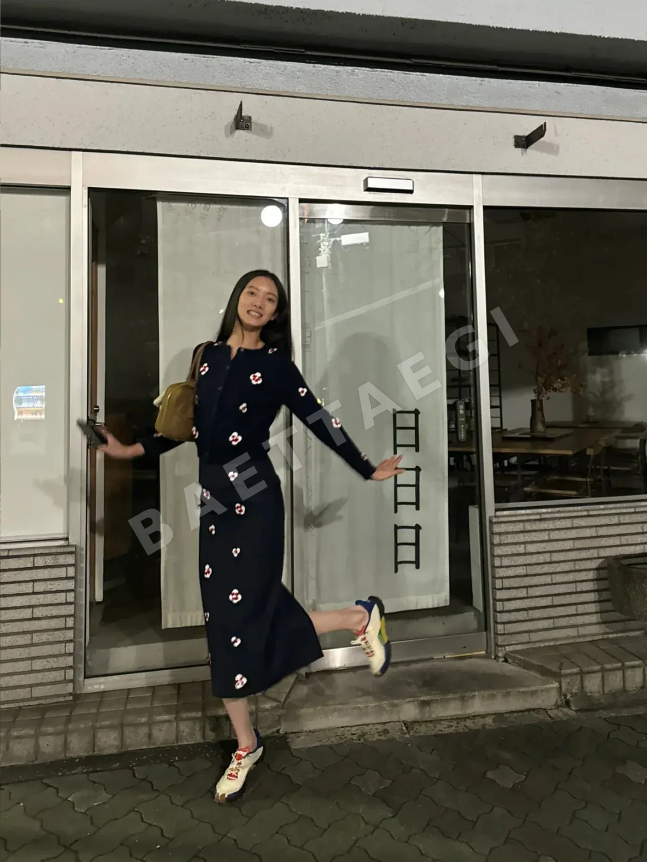스커트 여성 손자수 네이비 롱 스커트 상세 이미지 2