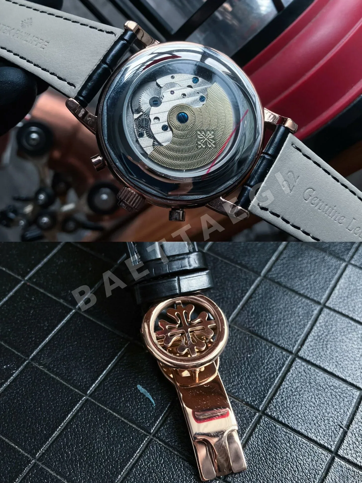 파텍필립 투르비용 드래곤 다이얼 자동 레더스트랩 스틸 레플리카 44145 Patek Philippe 상세 이미지 9