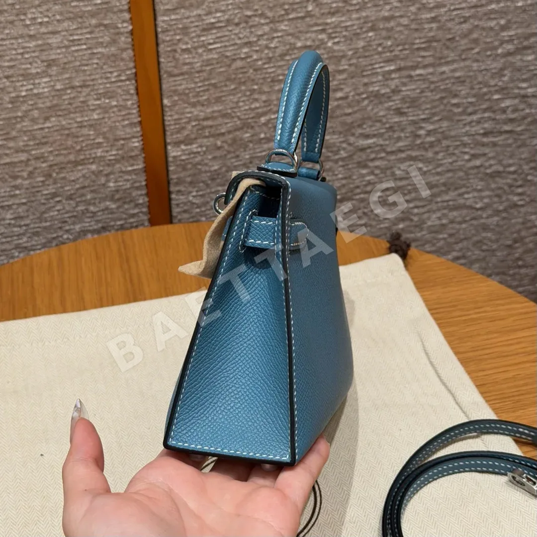 에르메스 미니 켈리 2 19 블루 실버 하드웨어 상세 이미지 4