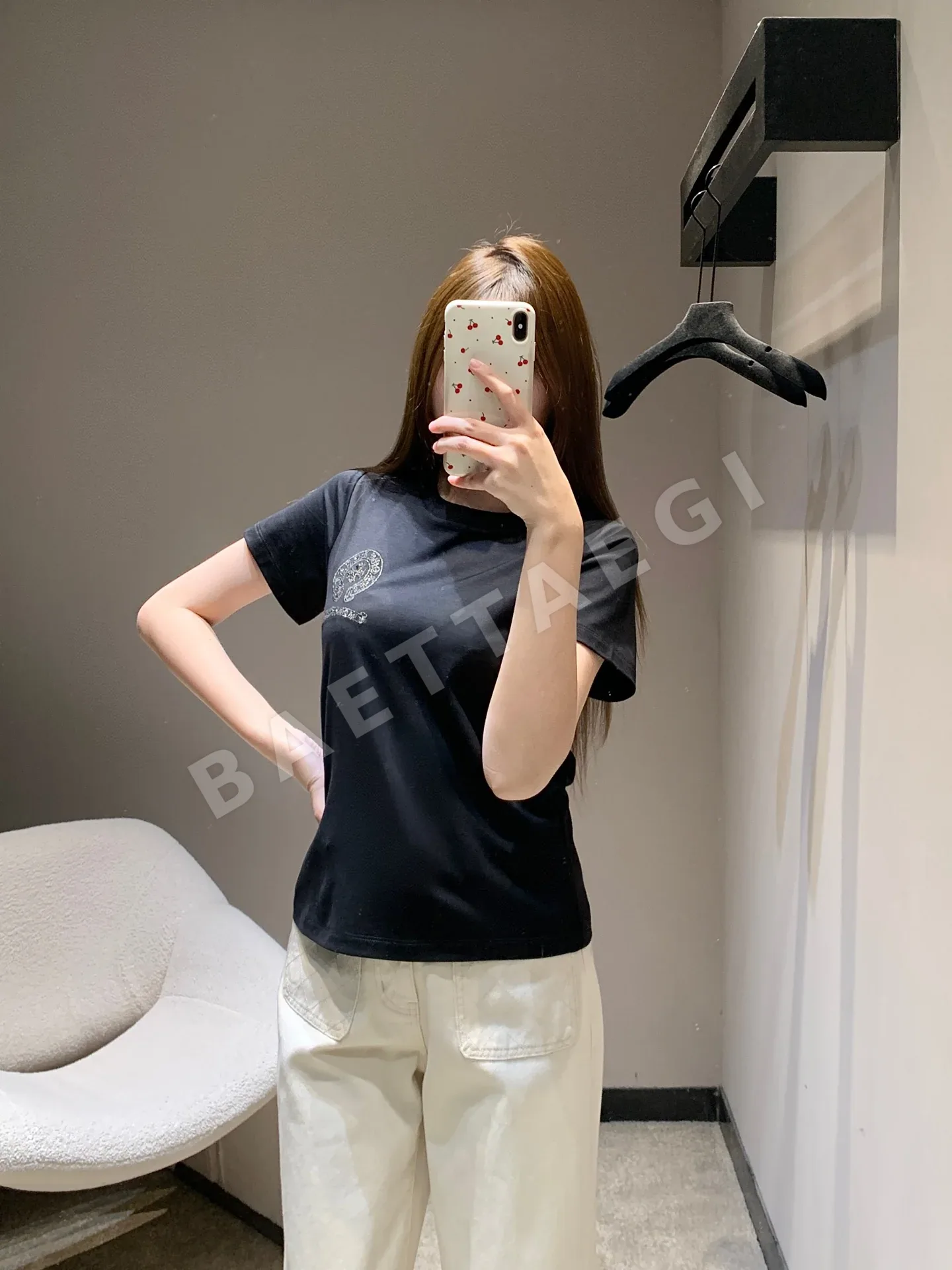 크롬하츠 크루넥 자수 반팔 티셔츠 여성용 상세 이미지 9