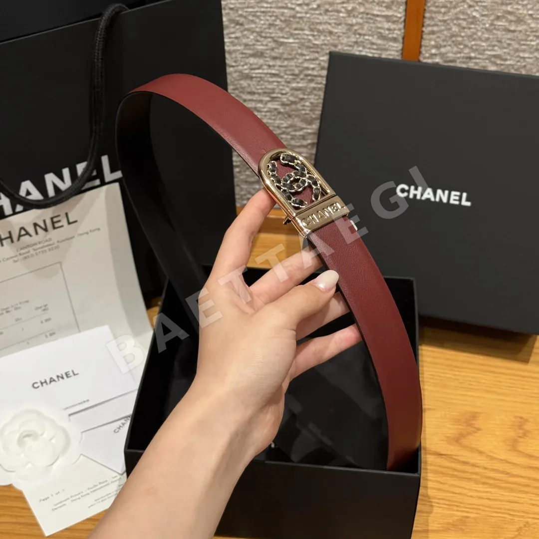 샤넬 양면 소가죽 더블 C 로고 벨트 상세 이미지 4
