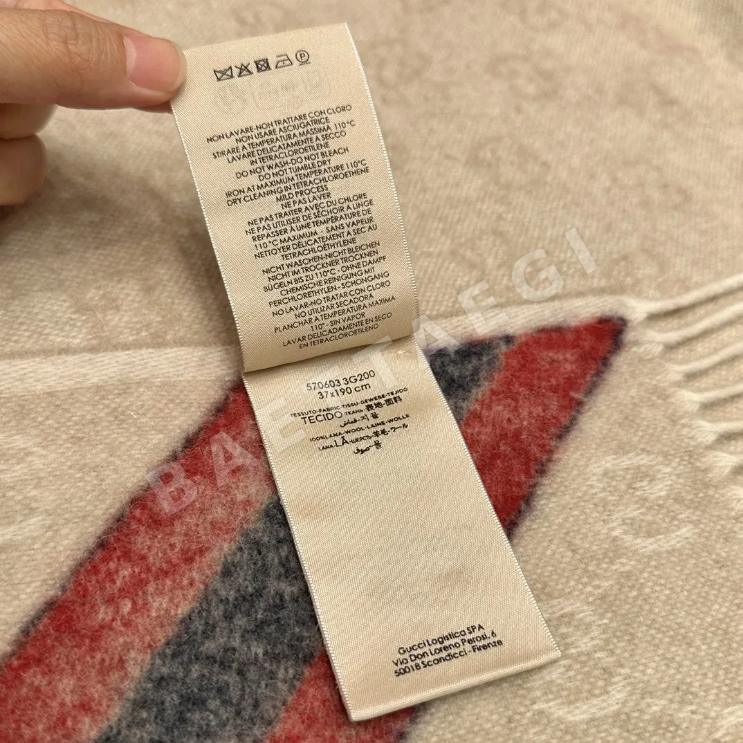 구찌 더블 G 자카드 스트라이프 울 캐시미어 머플러 상세 이미지 9
