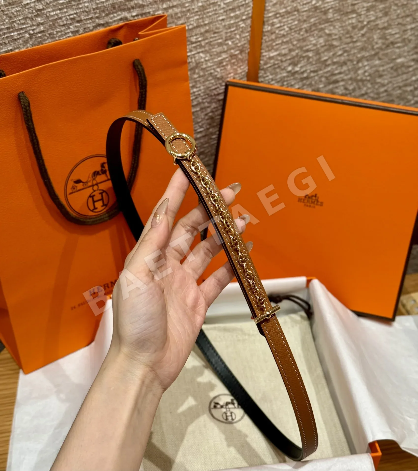 에르메스 팔라듐 도금 보석 장식 슬라이드 벨트 상세 이미지 4