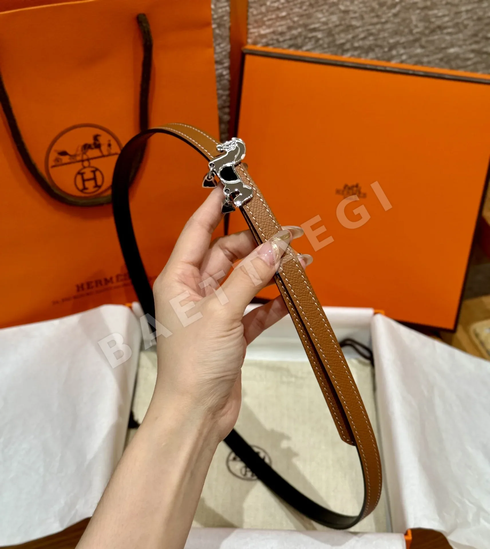 에르메스 그레난 양면 가죽 벨트 상세 이미지 4