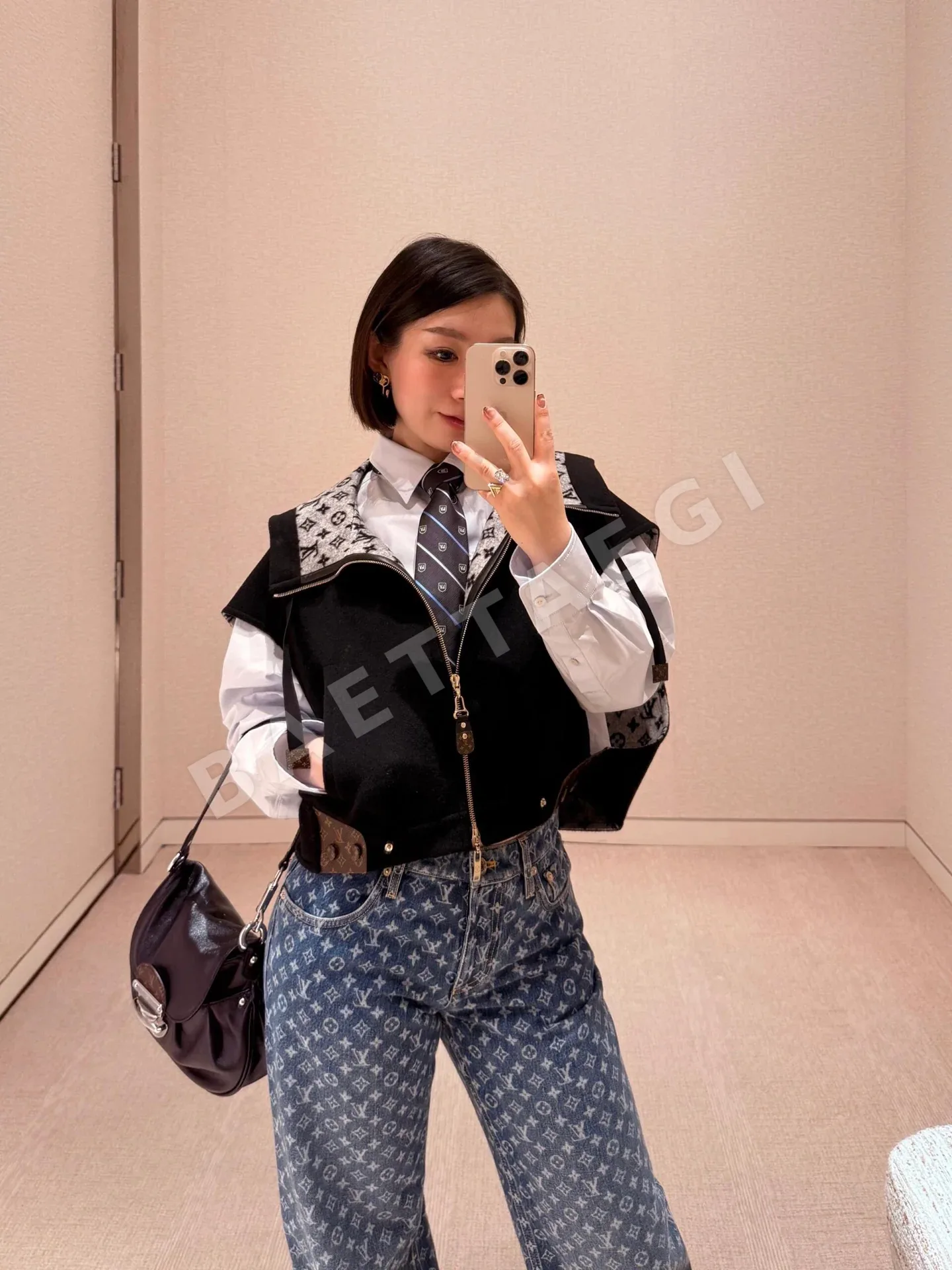 루이비통 캐시미어 블렌드 울 후드 베스트 상세 이미지 5