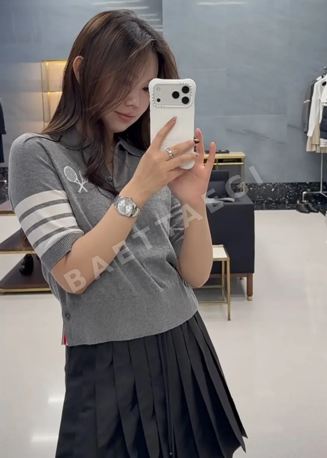 톰브라운 테니스 라켓 자수 반팔 티셔츠 상세 이미지 9