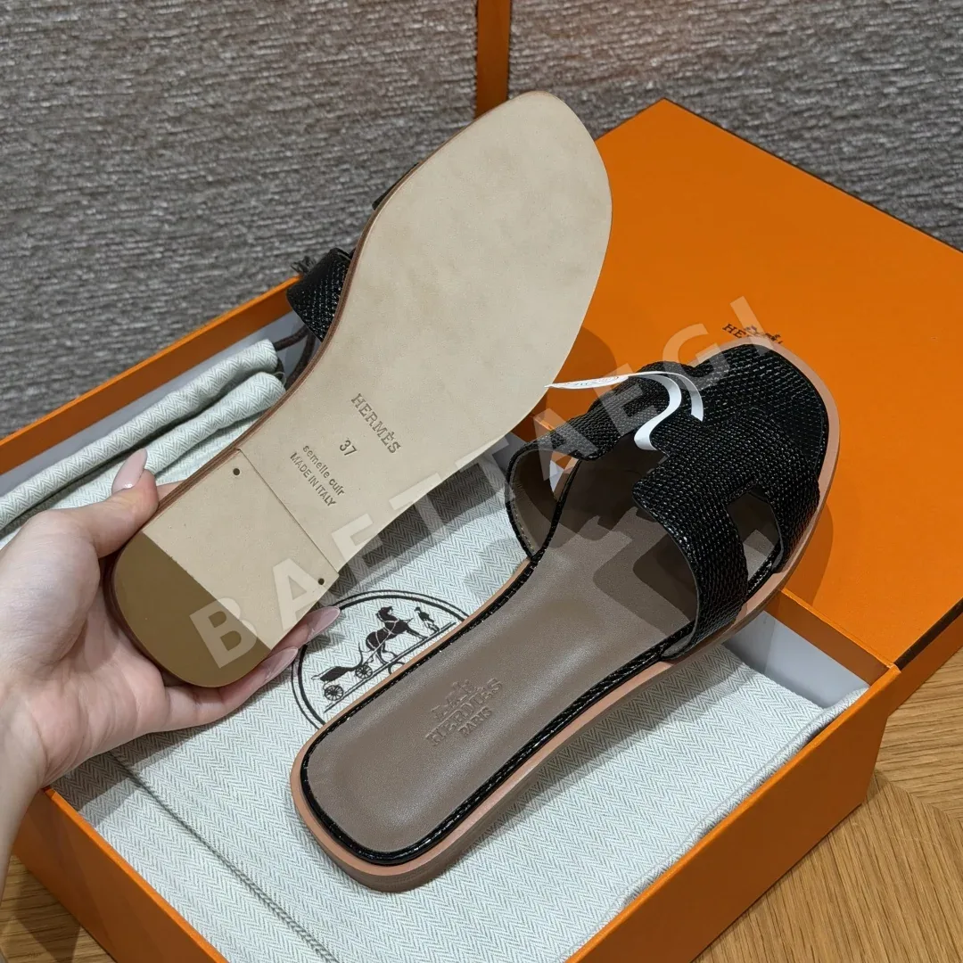 에르메스 오란 슬리퍼 도마뱀 가죽 샌들 상세 이미지 7