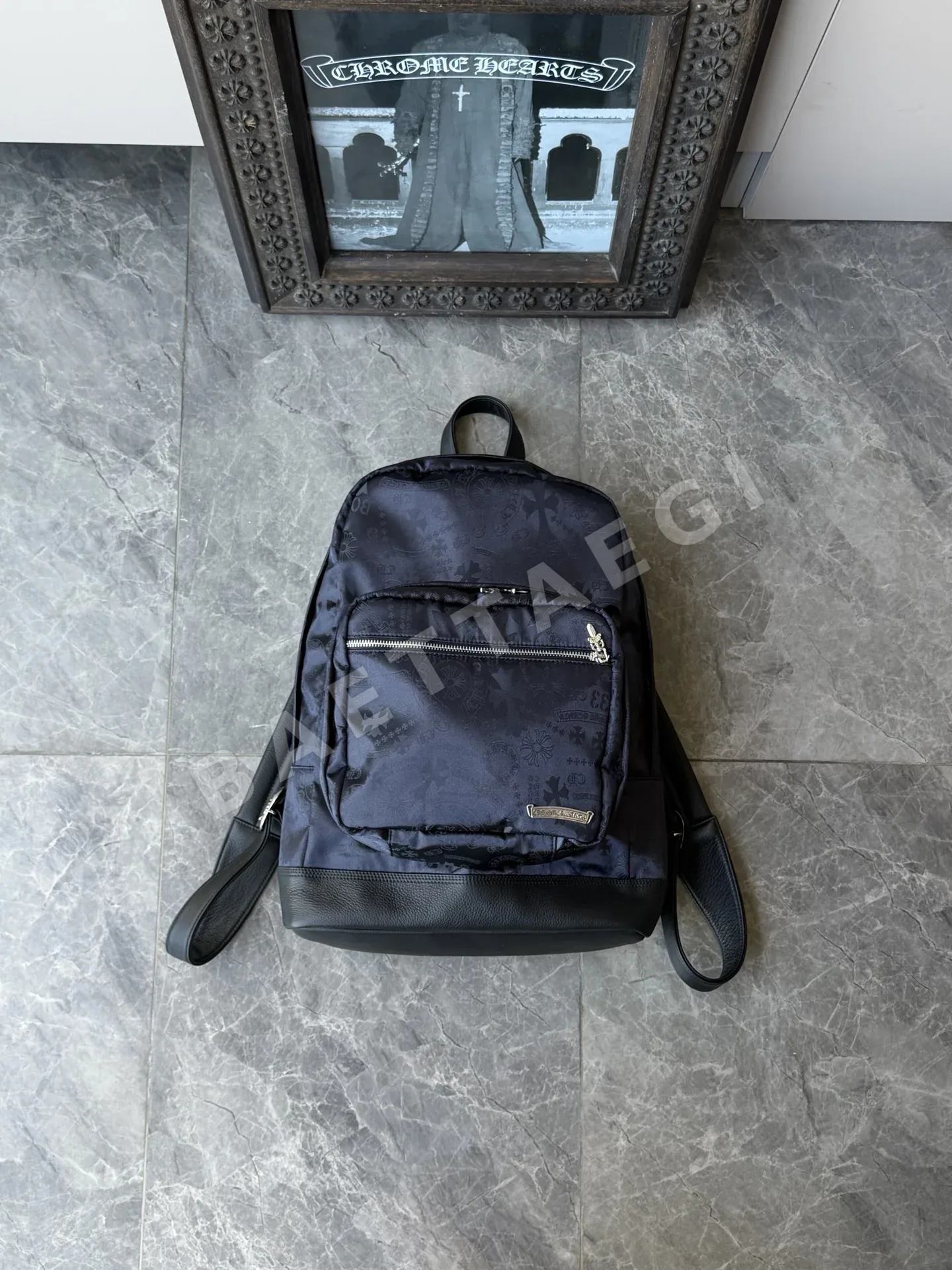 크롬하츠 블랙 패턴 나일론 백팩 207716