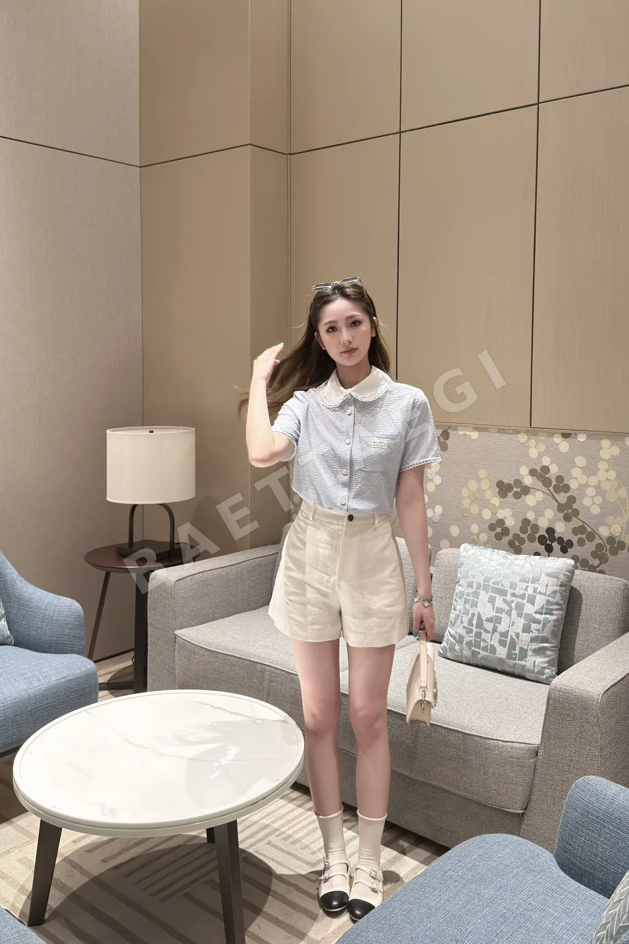 미우미우 레이스 카라 반팔 셔츠 상세 이미지 2