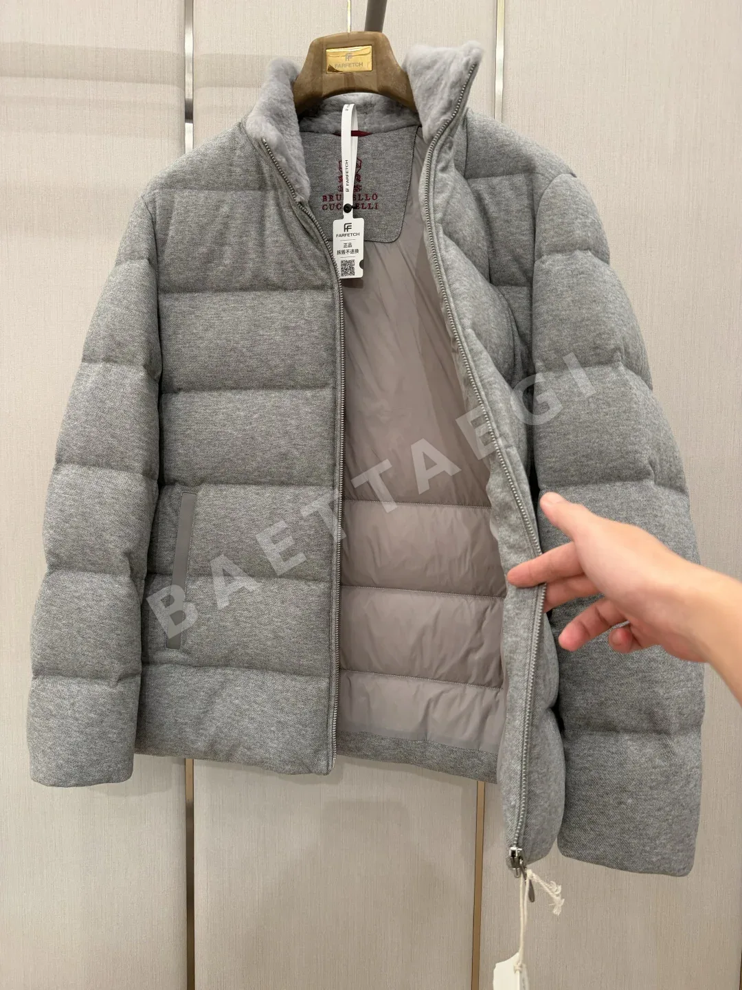 브루넬로쿠치넬리 울 스탠드카라 남성 패딩 상세 이미지 8