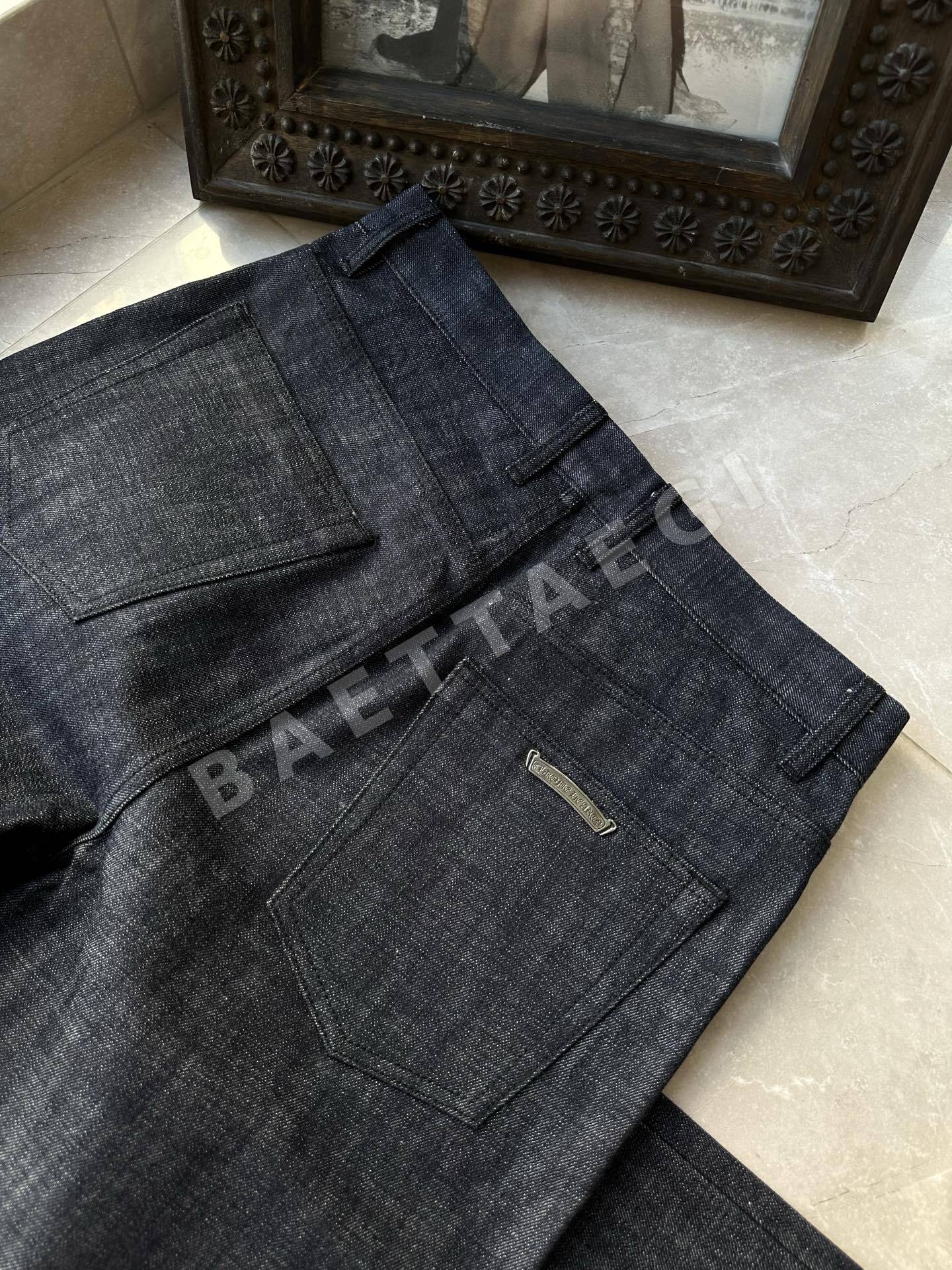 크롬하츠 블루 셀비지 실버 트림 남성 데님 바지 상세 이미지 5