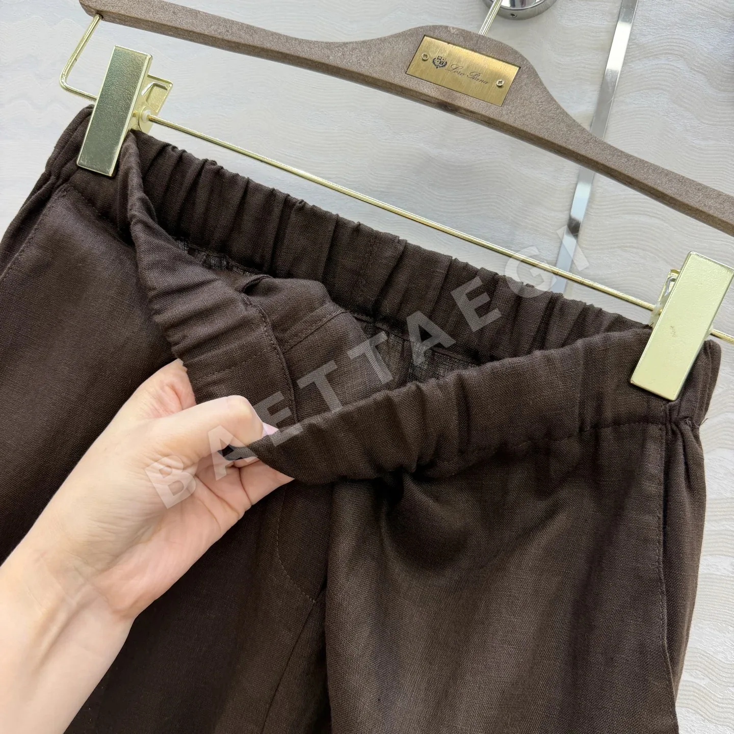 로로피아나 여성 린넨 고무 허리 스트레이트 팬츠 상세 이미지 7