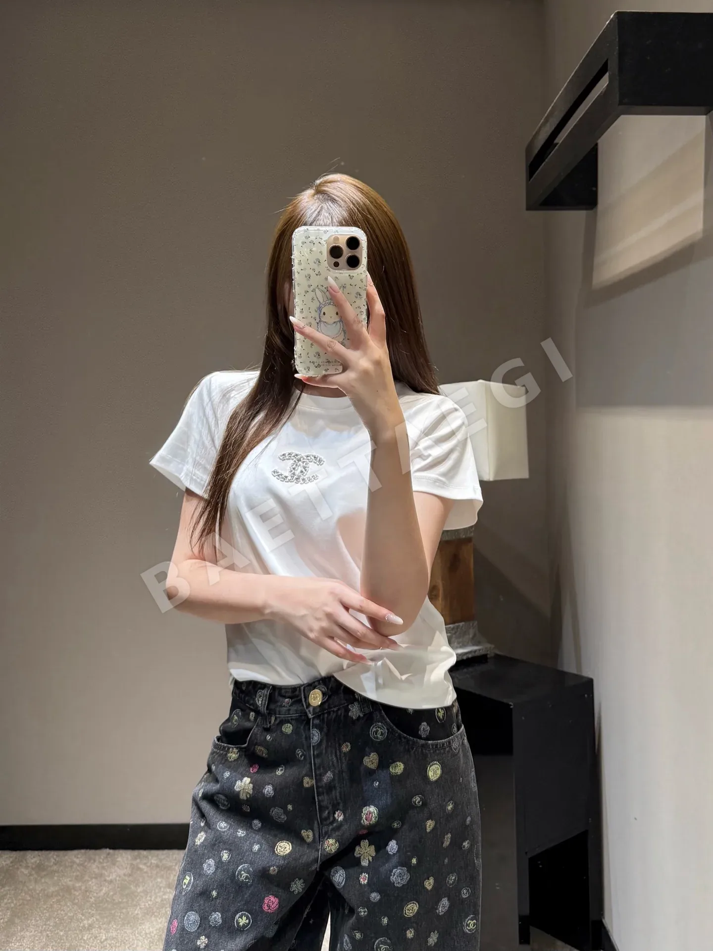 샤넬 더블 C 비즈 크루넥 반팔 티셔츠 상세 이미지 3