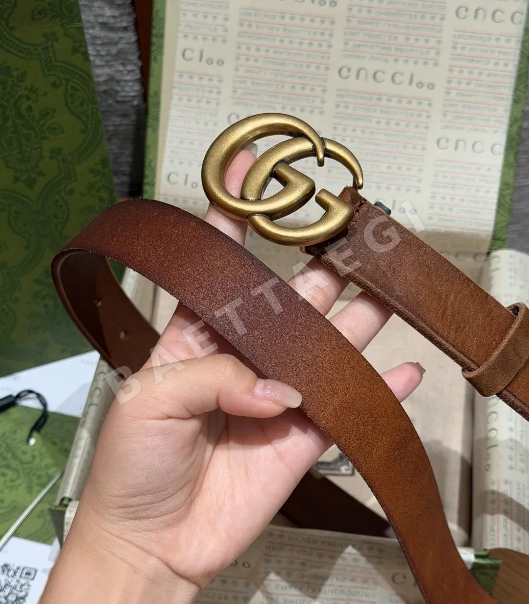구찌 브라운 가죽 더블 G 벨트 35mm 상세 이미지 7