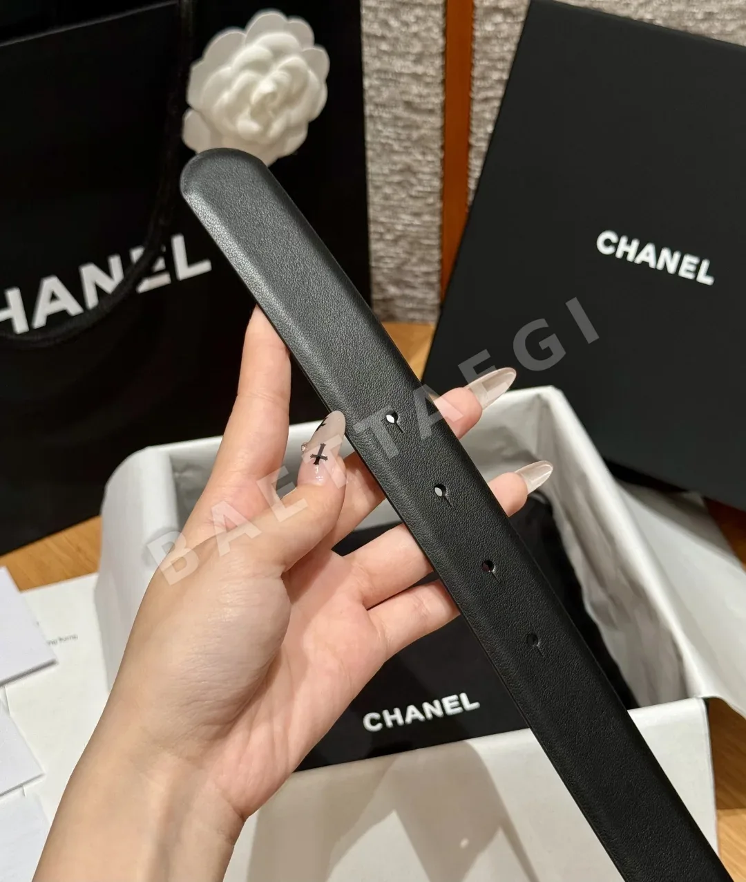 샤넬 클래식 골드 더블 C 가죽 벨트 상세 이미지 7