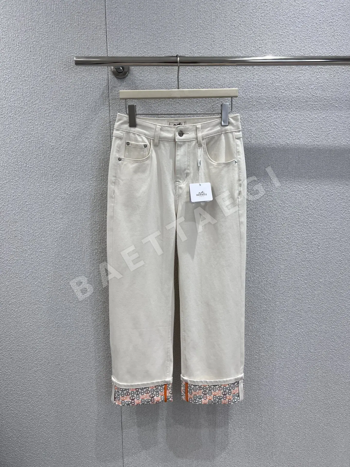에르메스 피그노즈 프린트 롤업 데님 바지