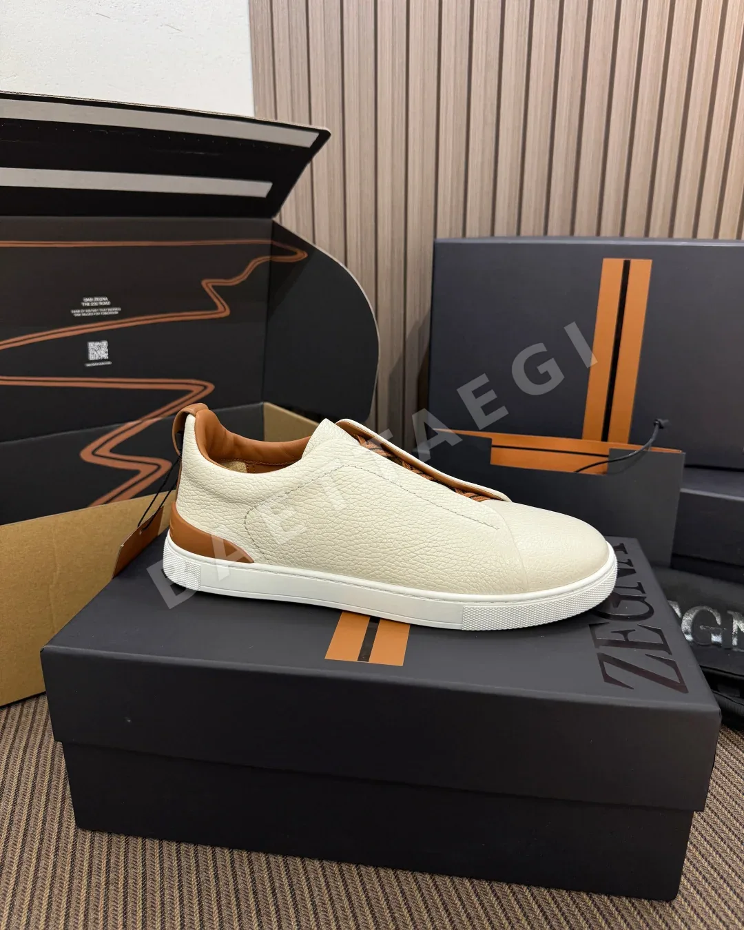 제냐 스니커즈 남성 화이트 가죽 상세 이미지 6