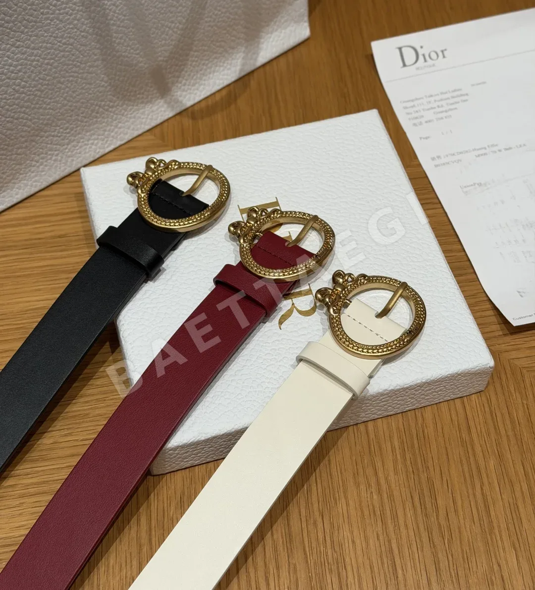 디올 CD 로고 스무스 소가죽 벨트 상세 이미지 2