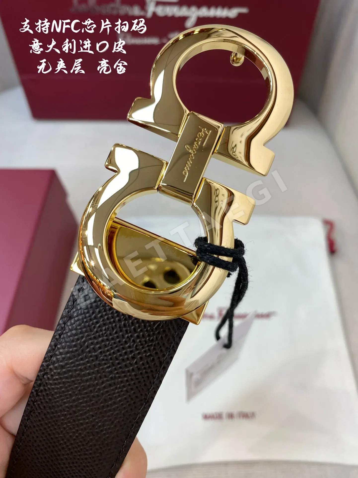 페레가모 천연 가죽 벨트 3.5 CM202500320 상세 이미지 4