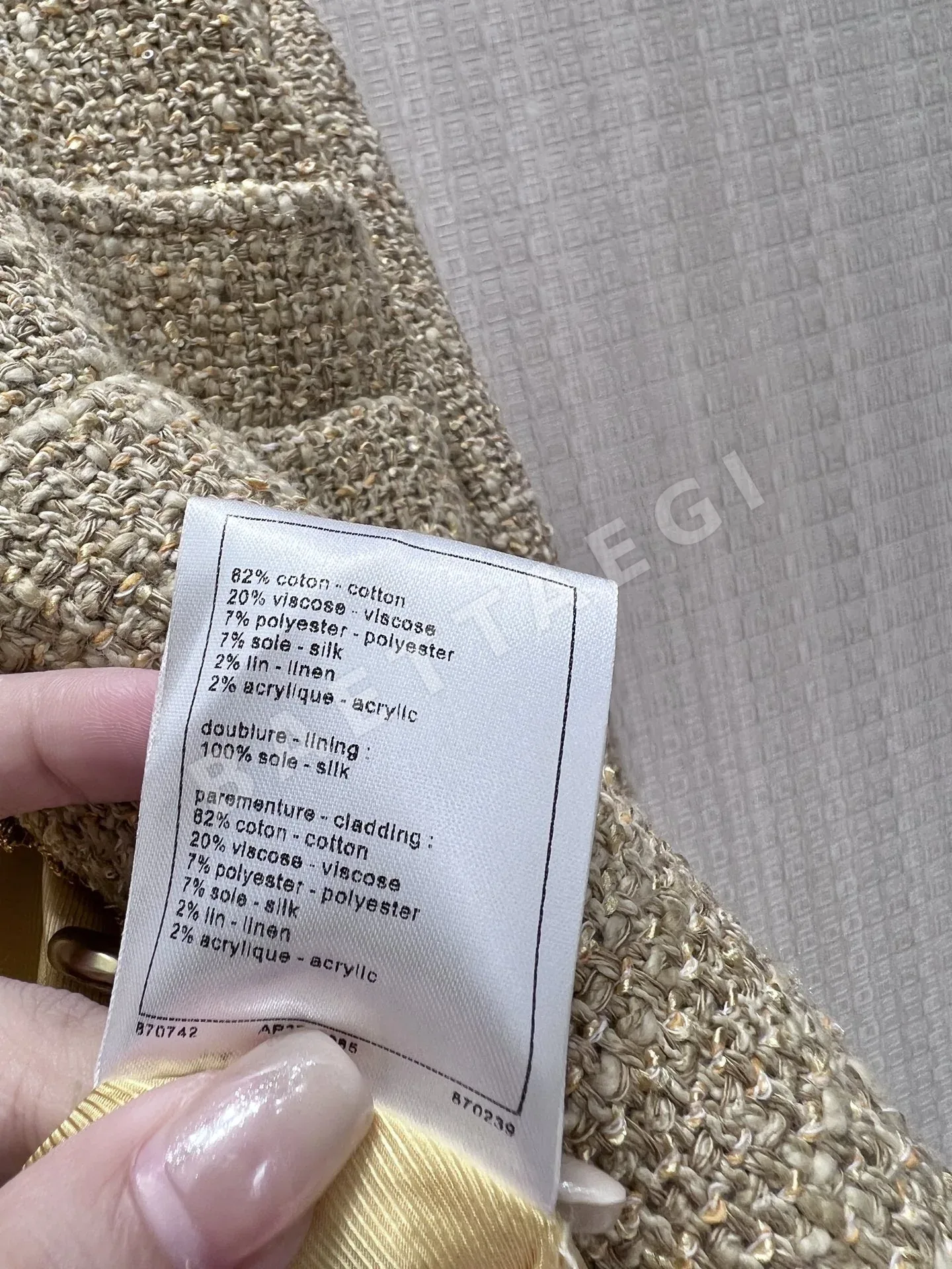 샤넬 골드 버튼 트위드 여성 자켓 상세 이미지 9