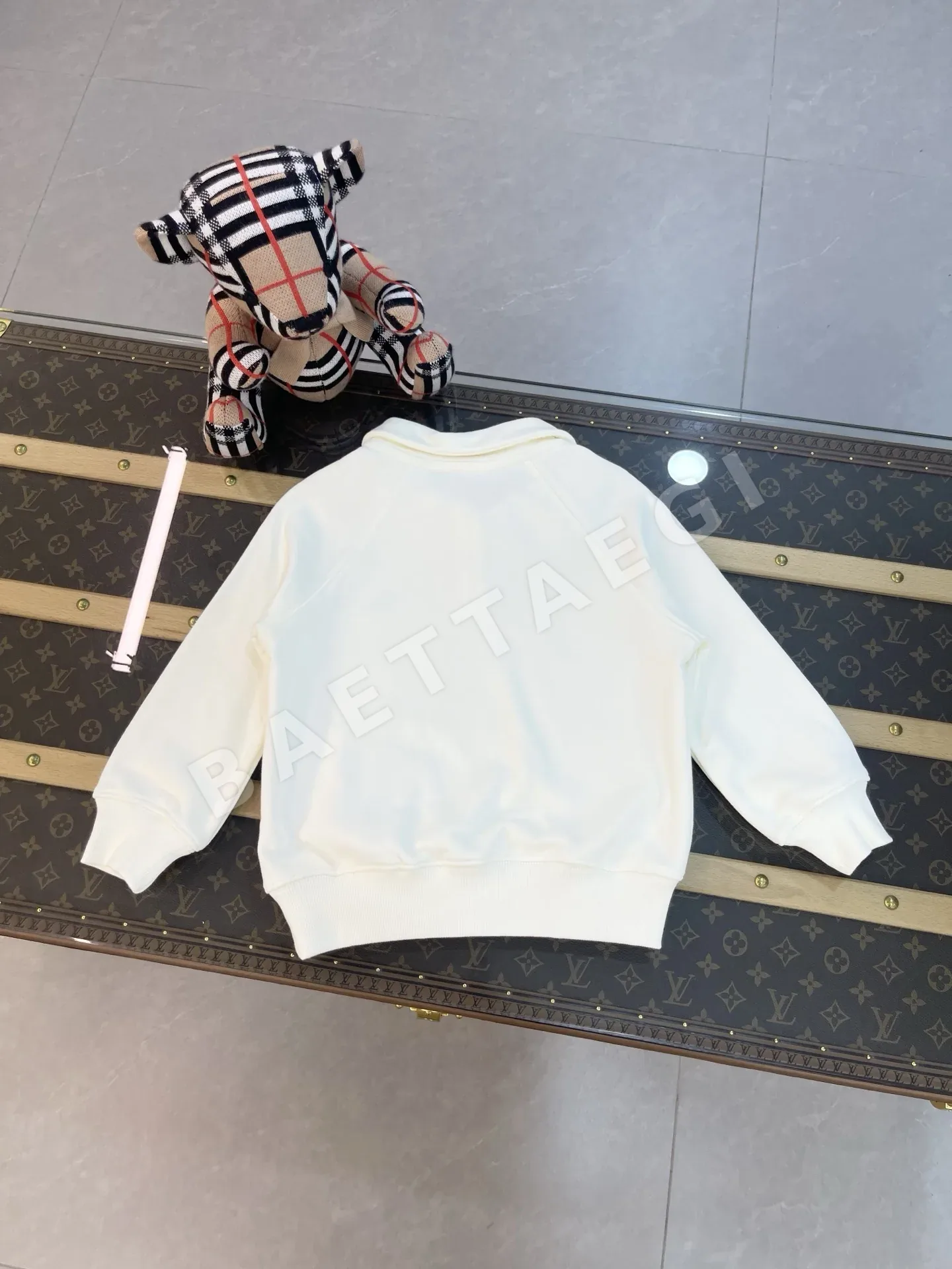 디올 키즈 프린트 자수 코튼 스웨트셔츠 세트 베이지 380G 상세 이미지 7