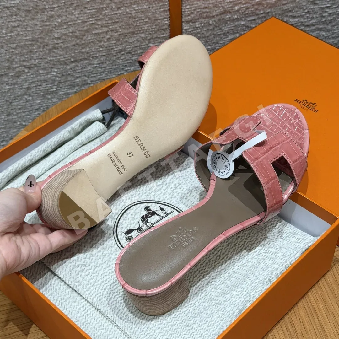 에르메스 오아시스 샌들 밀크쉐이크파우더 가죽 클래식한 H형 상세 이미지 6