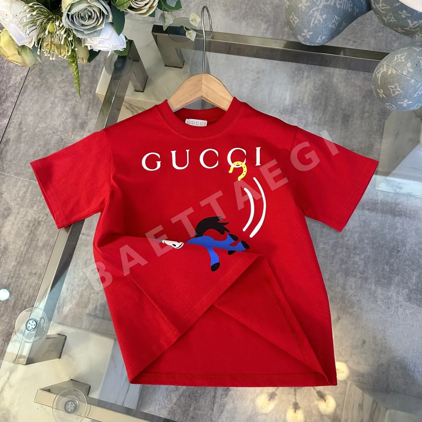 구찌 GUCCI* *Qi 2026 早春子供服 新作 半袖 新年プリント 発泡Tシャツ、オリジナル品質、230g ヘビーウェ 상세 이미지 7