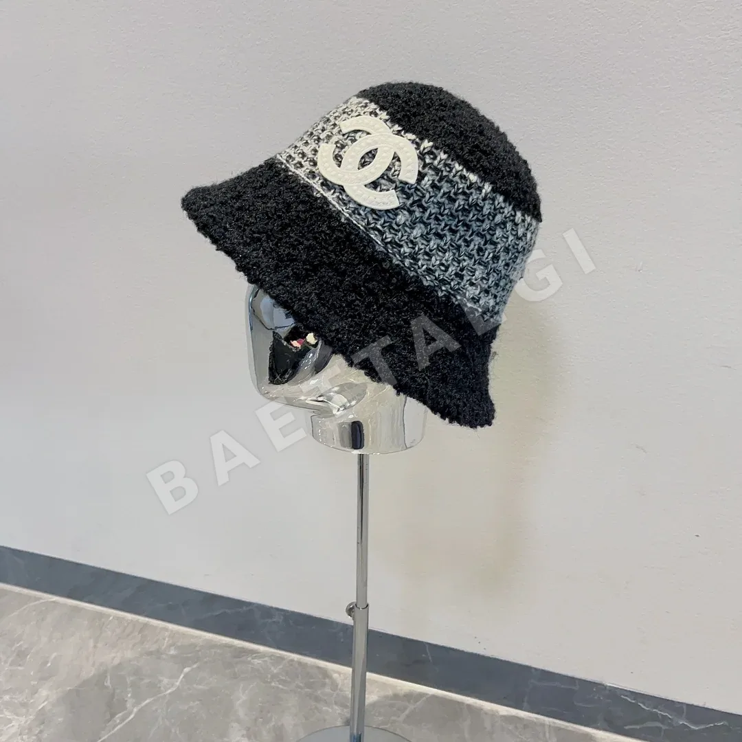샤넬 울 실크 버킷 햇 모자 82232
