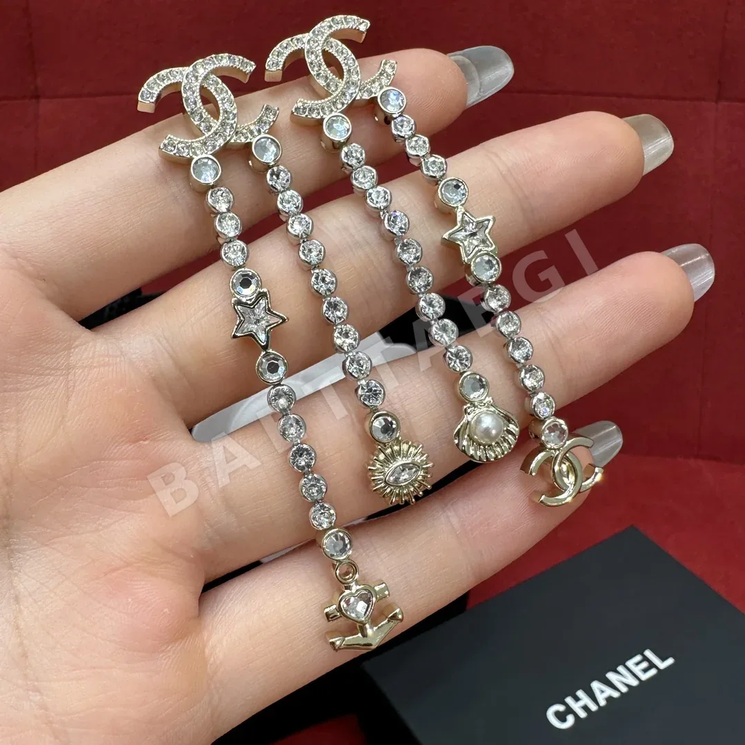 샤넬 더블 C 오션 라인스톤 태슬 귀걸이 상세 이미지 3