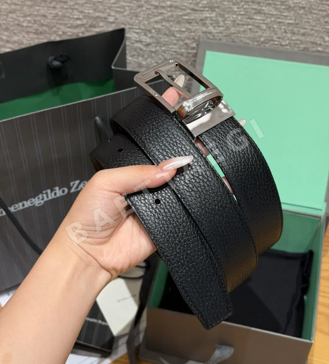 제냐 리버서블 남성 가죽 벨트 35MM 상세 이미지 3