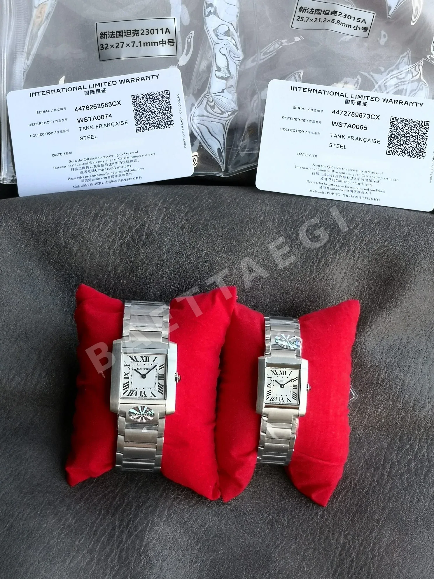 까르띠에 탱크 5 S공장 쿼츠 무브먼트 블루 화이트 스틸밴드 레플리카 42733 Cartier 상세 이미지 9