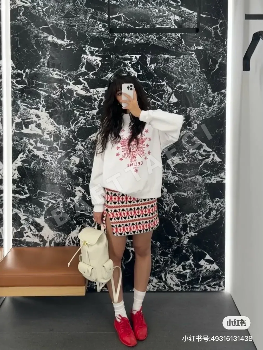 셀린느 스타 문 패턴 면 긴팔 티셔츠 상세 이미지 5