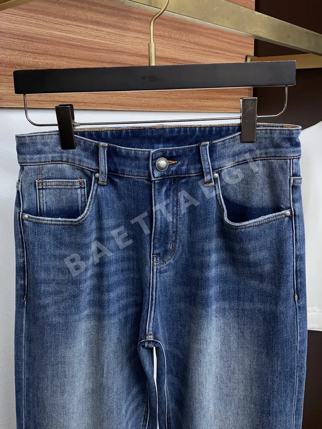 루이비통 미디엄 블루 스티치 자수 남성 데님 바지 상세 이미지 3