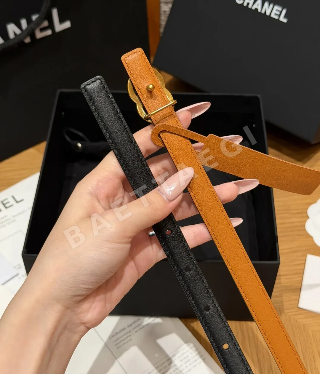 샤넬 더블 C 로고 양면 송아지가죽 벨트 상세 이미지 9