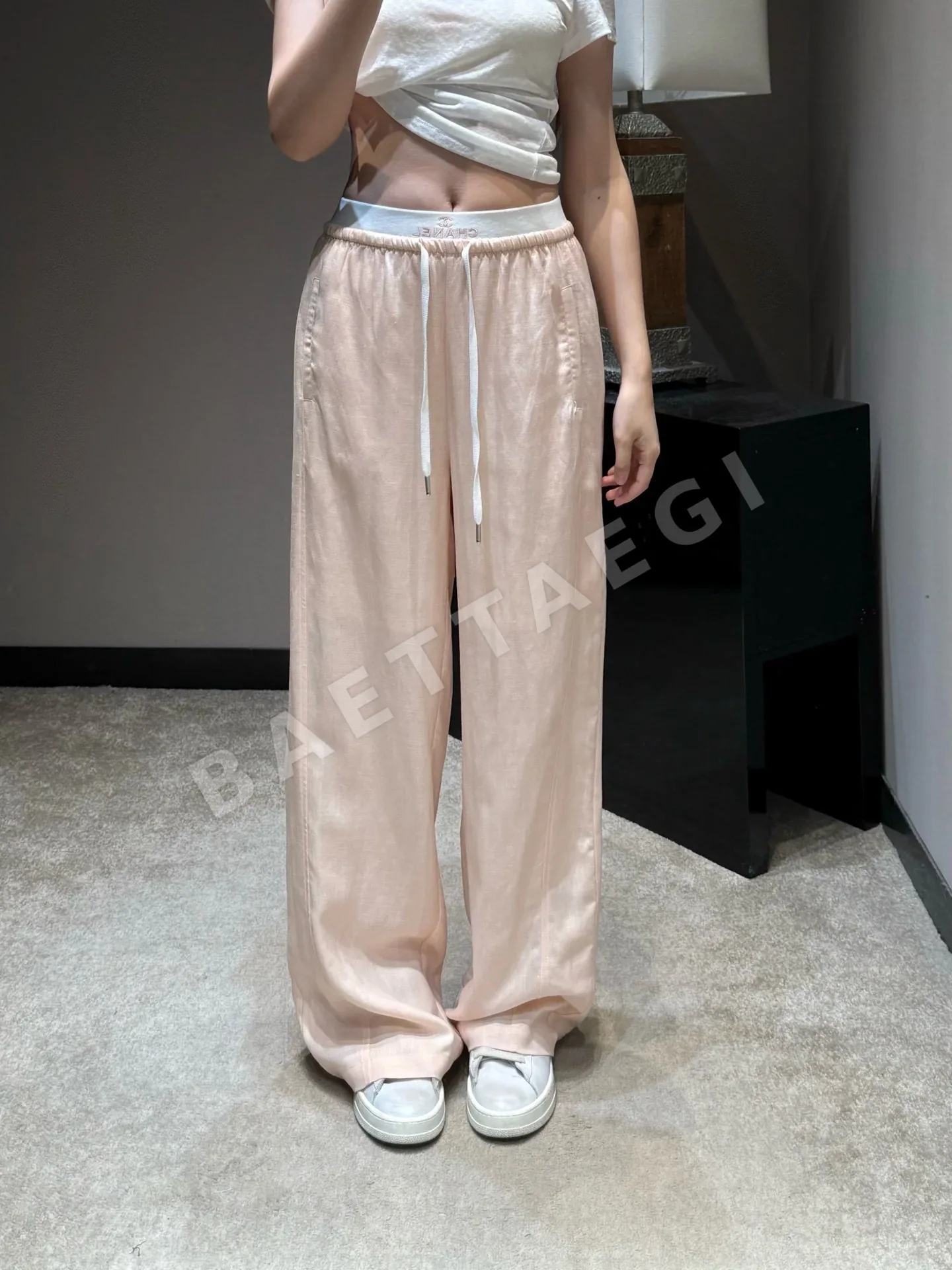샤넬 린넨 혼방 와이드 바지 104084