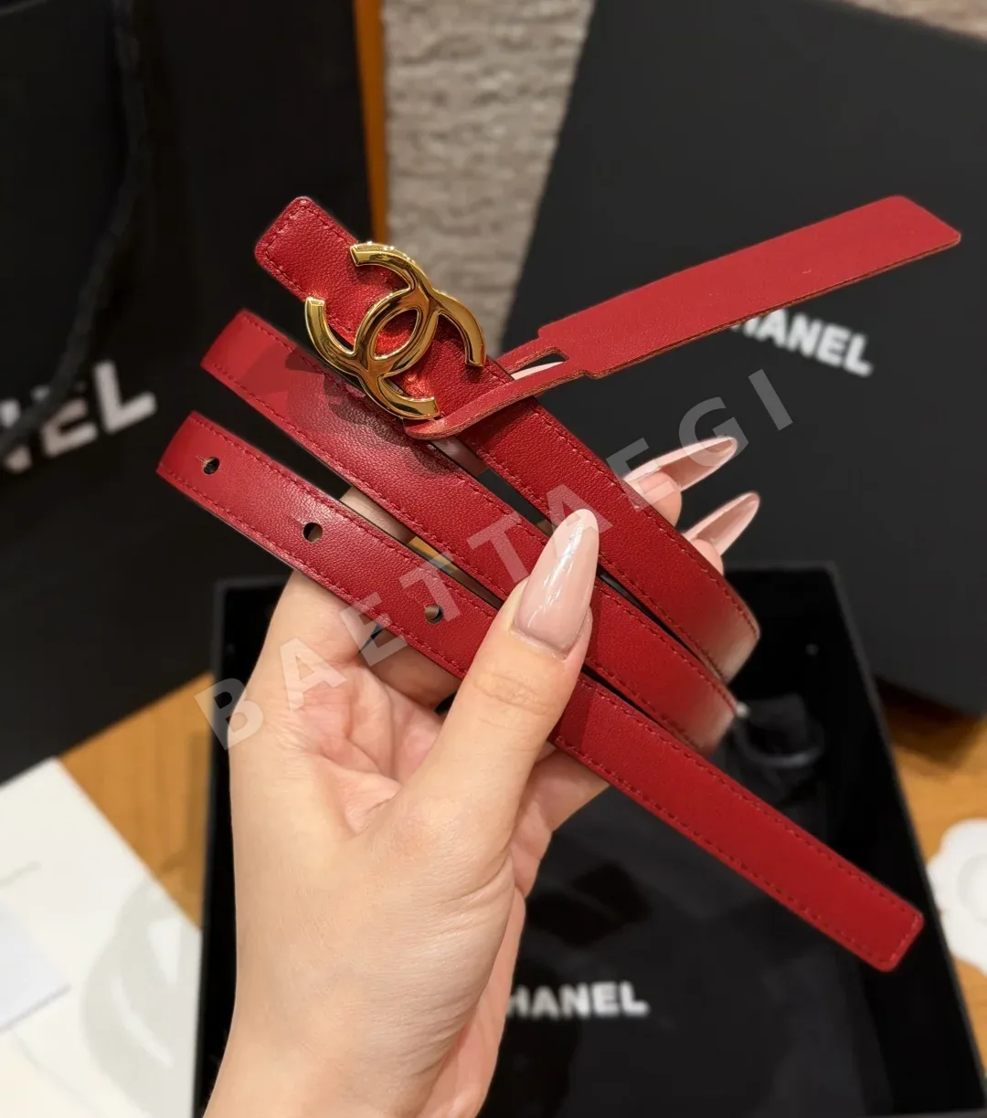 샤넬 더블 C 로고 양면 송아지가죽 벨트 상세 이미지 3