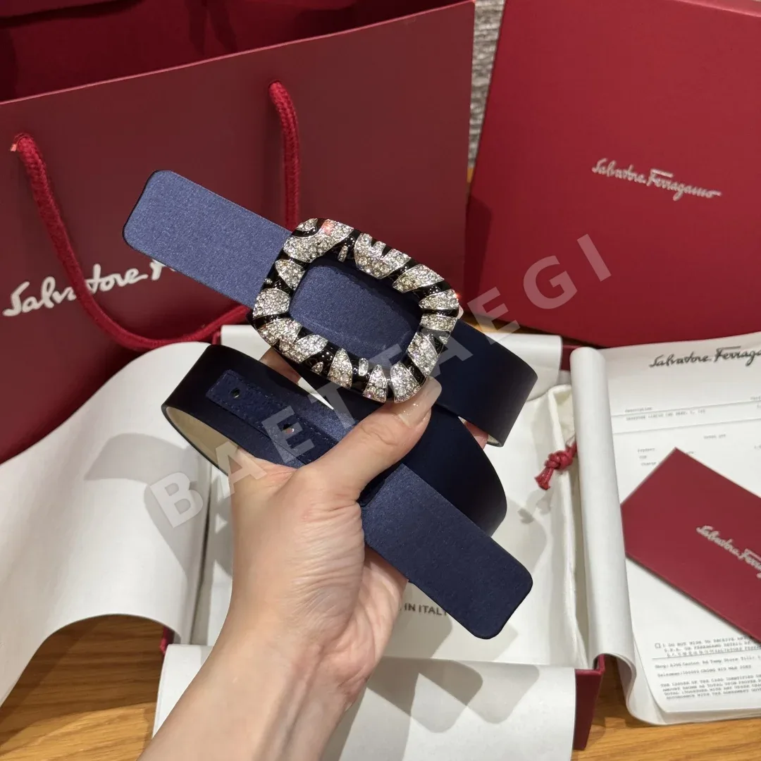 로저비비에 초콜릿 새틴 큐빅 장식 벨트 상세 이미지 2