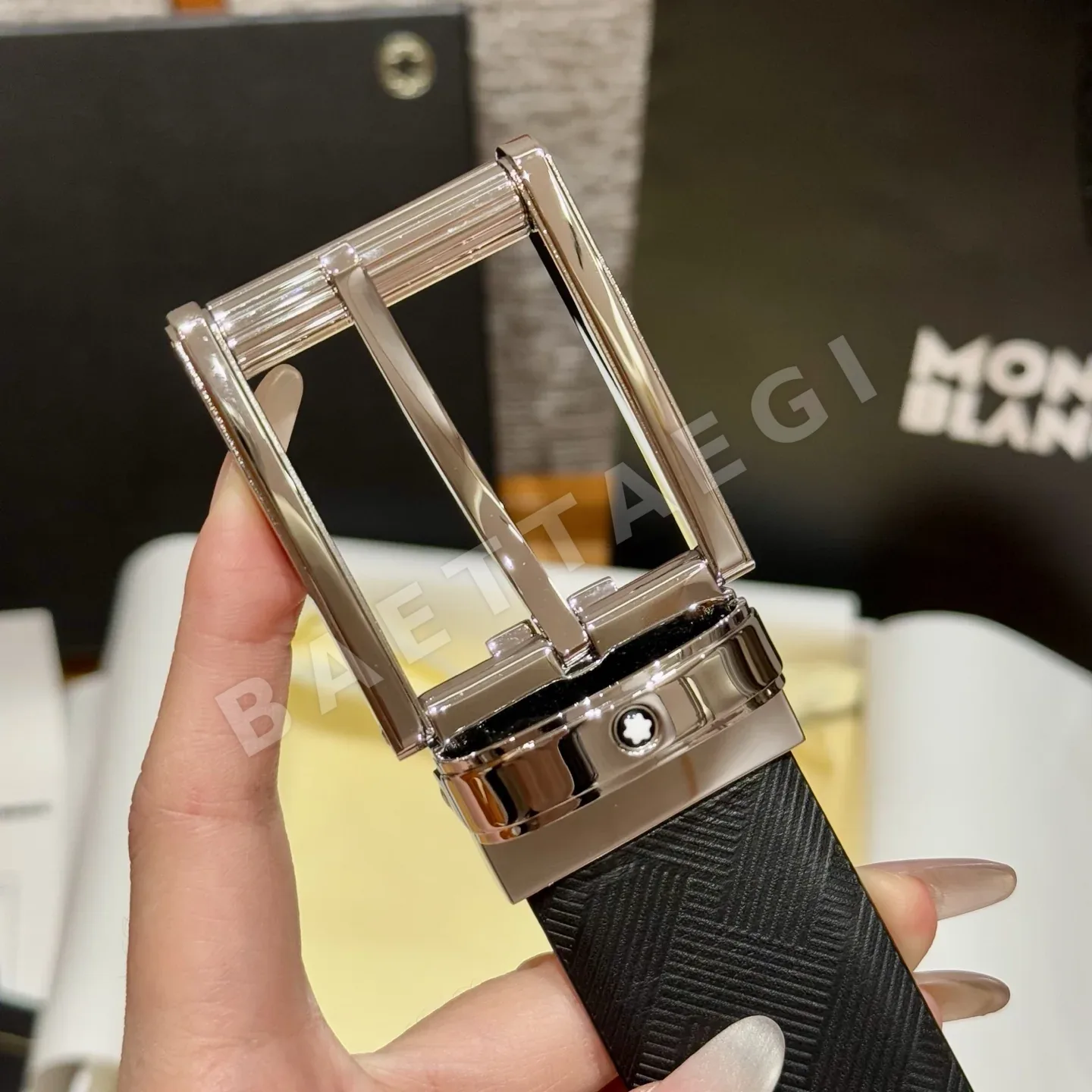몽블랑 소가죽 블랙 벨트 상세 이미지 7